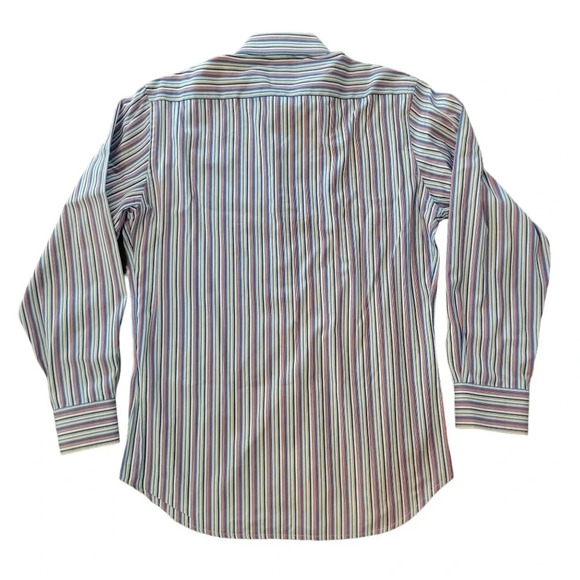 Tailorbyrd Men's Large Striped Button Long Sleeve w/ Contrasting Cuffs - Picture 3 of 11